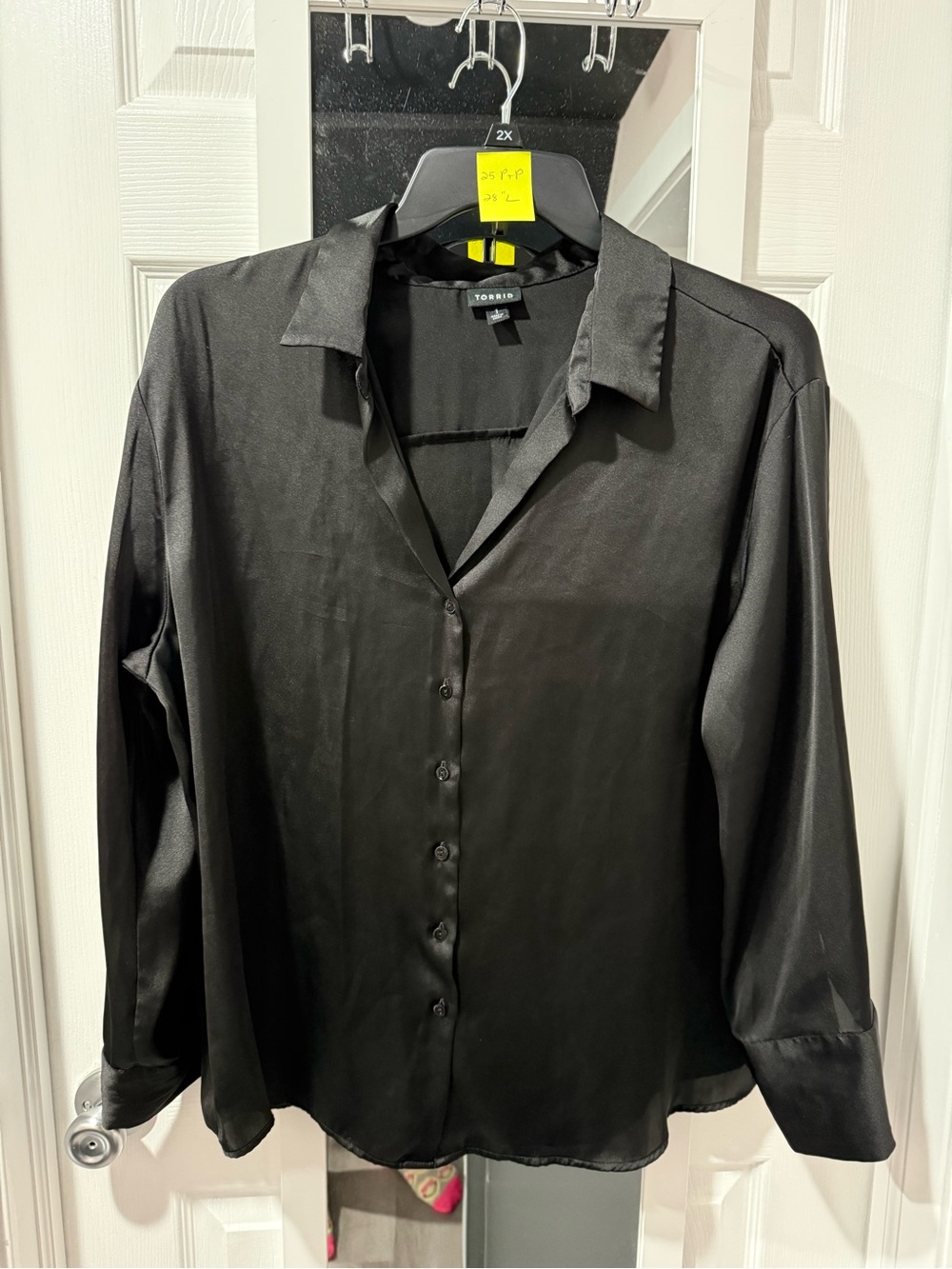Torrid Black Satin Button-Up Shirt - Women's Plus size 1